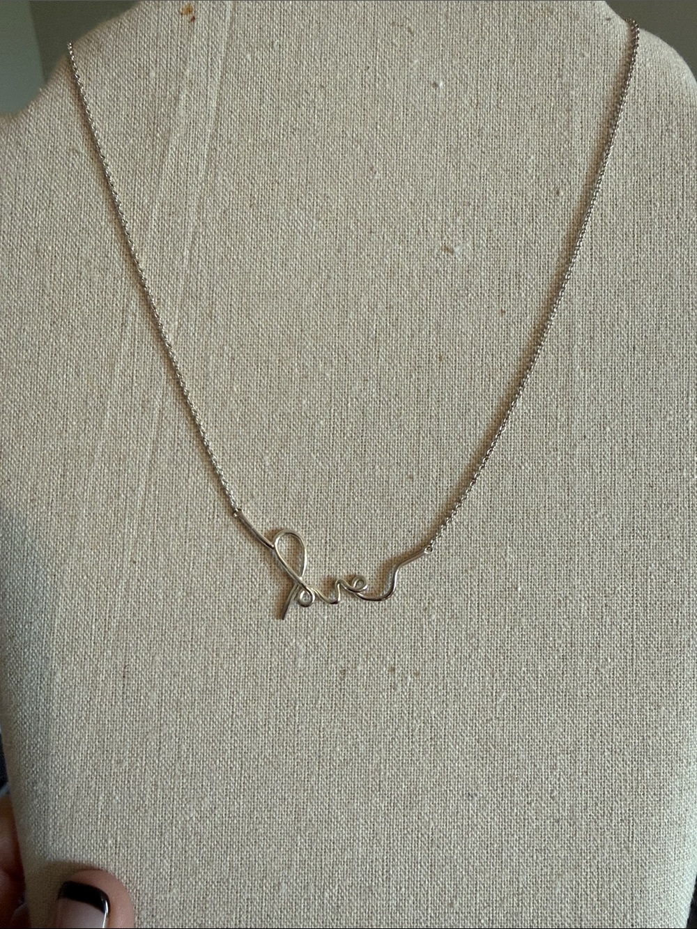 Stella & Dot Love Script Necklace - Silver